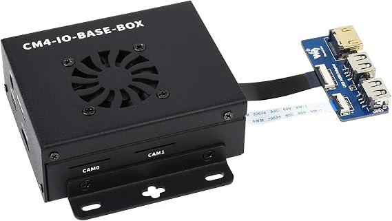 Waveshare CM4-IO-BASE-BOX-B for Raspberry Pi Compute Module 4 Bundle with USB HDMI Adapter (10 Items)