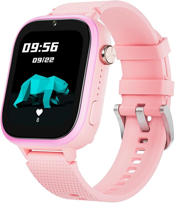 OKYUK Kids Smart Watch Gift for Girls Age 5-12, 4G Kids Watch 47 Games, HD Touch Screen Two-Way Calling Feature, School Settings, SOS, Birthday Gift for Boys and Girls Ages 7 8 9 10 (Pink)
