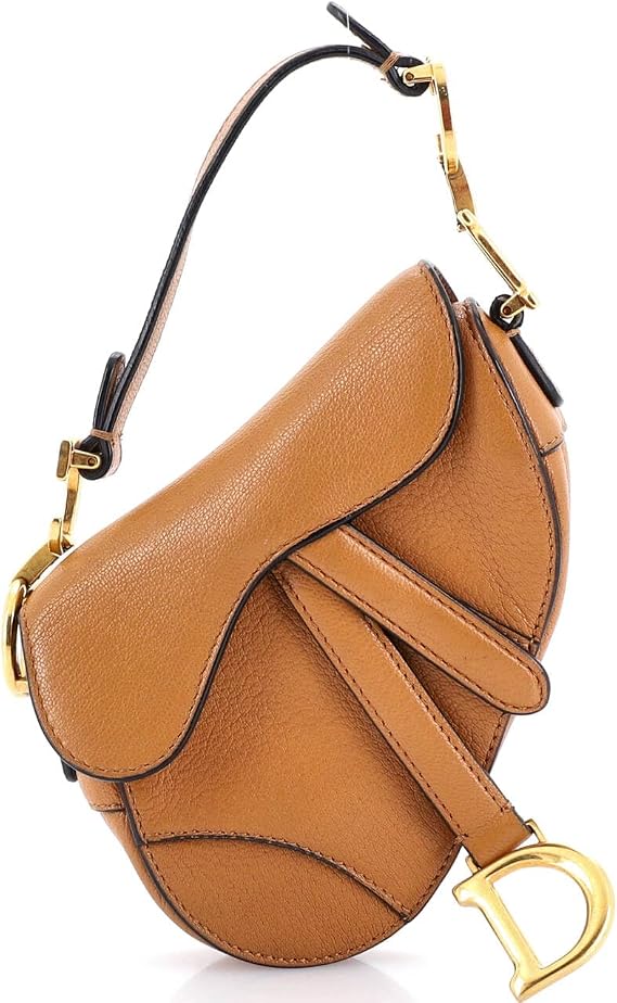 Pre-Loved Saddle Handbag with Strap Leather Micro, Brown