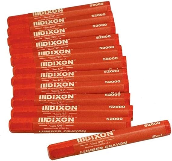 Dixon 52000 Lumber Marking Crayons, Red, 12-Pack