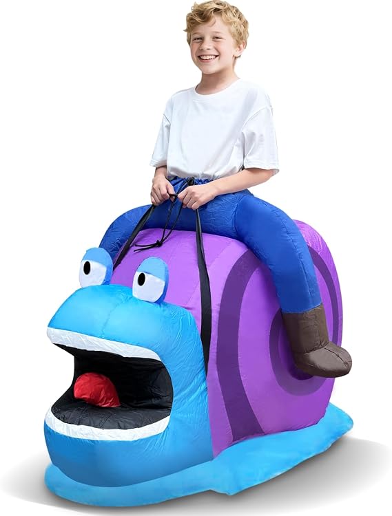 Camlinbo Halloween Inflatable Ride On Snail Costume for Kids Cosplay Party