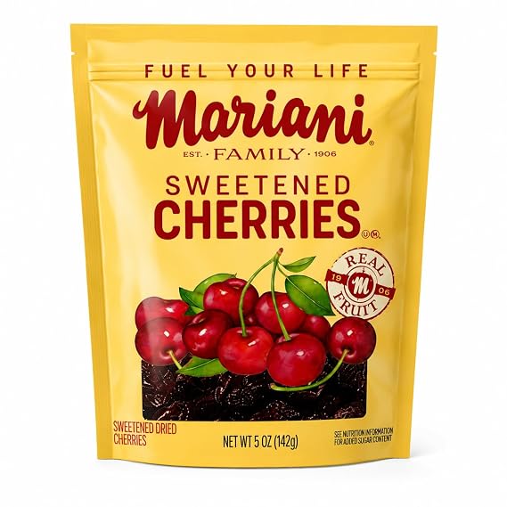 Mariani Sweetened Dried Cherries, Premium Tart & Sweet Cherry Snack, Resealable Bags, Great for Snacking, Baking & Trail Mix, 5 Oz (Pack of 6)
