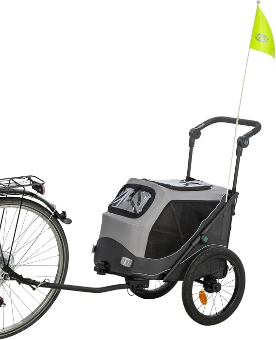 Trixie quick fold bike trailer. s Reflective & foldable via quick fold function - with integrated cushion and lead for convenient transport
