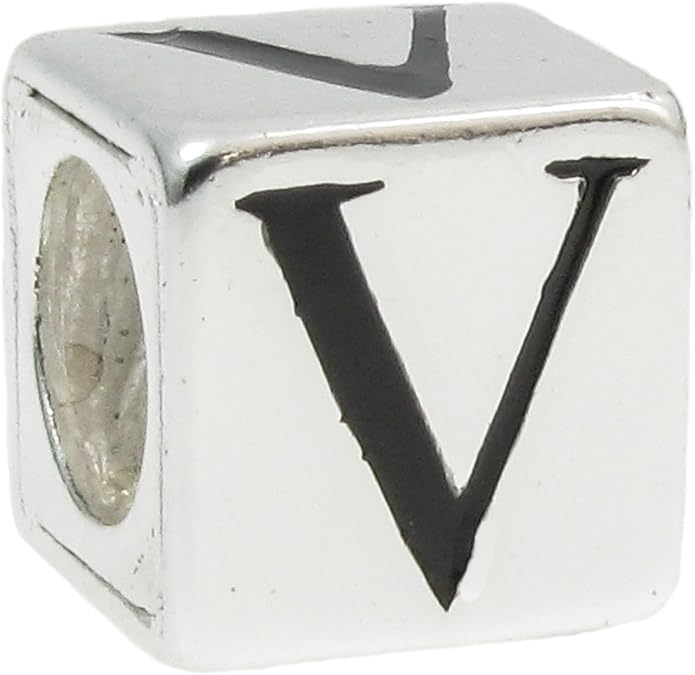 Sterling Silver Cube Letter Bead f/European Charm Bracelet