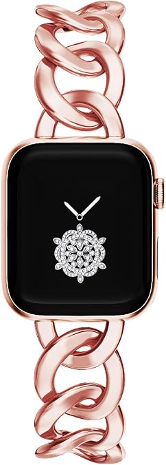 38/40/41/42MM(Series 11/10)/44/45/46MM Women Cool Chain Metal Smartwatch Bands Compatible for Apple Watch Bands Series 11/ SE3/10/9/8/7/6/5 Stylish Adjustable Replaceable Bracelet for Iwatch S11/10/9/8/7