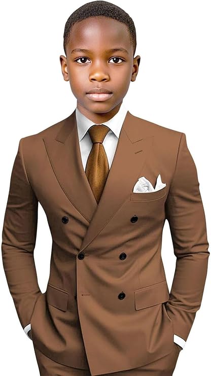 Boys Suit 3 Piece Formal Suits for Boys Kids Slim Fit Double Breasted Suits for Wedding Prom Party Homecoming King