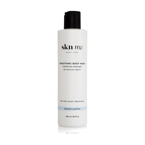 Smoothing Shower Gel for Keratosis Pilaris Rub Skin Strawberry Skin Acne and Rough Skin Smoothing Body Wash with 2% Lactic Acid (AHA) Panthenol Chamomile Sulphate-Free Fragrance-Free