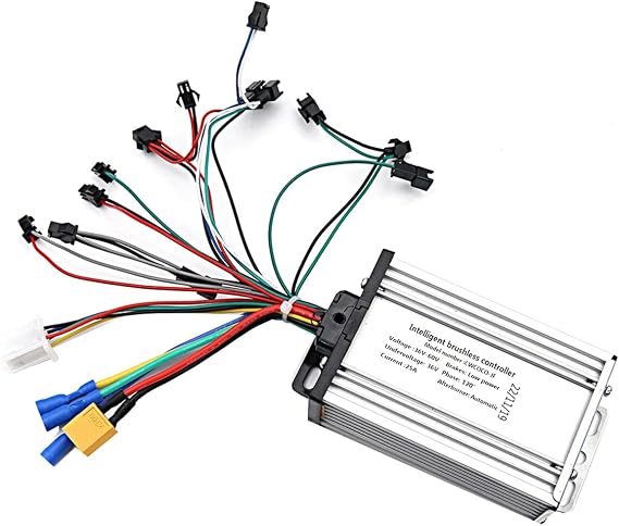 Electric Scooter 36V-60V 25A Controller 36V 48V 52V 60V Intelligent Brushless Controller 6 Tube Universal Controller Motor Controller E-Bike Controller, silver