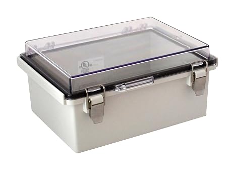 BUD Industries PTQ-11048-C Pc Hinged Enclosure Electrical Enclosure with 10 Percent Fiberglass 6.3" L x 3.94" W x 8.27" D, Gray