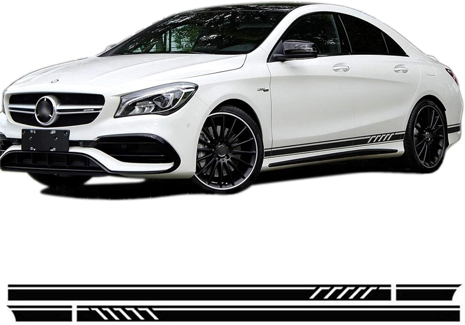 Car Body Decals and Graphics Truck Car Side Door Sticker, for Mercedes Benz A Cla Class W176 A45 Amg, Y Black Edition 1 Style Door Side Stripes Skirt Sill Decals Sticker