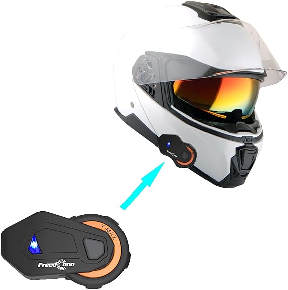 Martian Motorcycle Modular Full Face Helmet Flip up Dual Visor Sun Shield + Motorcycle Bluetooth Headset: HG362 Glossy White