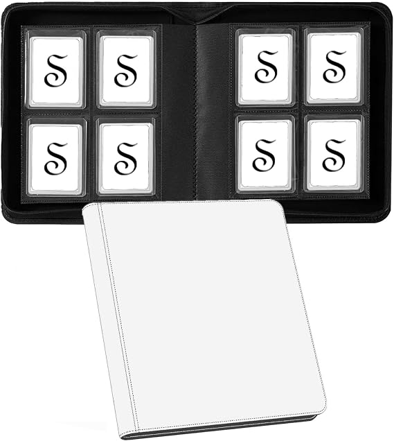 160 Pockets Toploader Binder, Trading Card Binder Zippered Album Holds 3"x 4" 35PT Toploaders, PU Leather Top Loader Binder with Ringless Double-Sided Pockets for Cards in Toploaders (White)