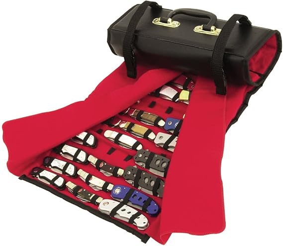 UNITED CUTLERY Large Knife Roll - PVC Exterior, Felt Interior, Carrying Handle, Holds Up to 50 Knives of Different Sizes, Quick-Release Buckle Straps