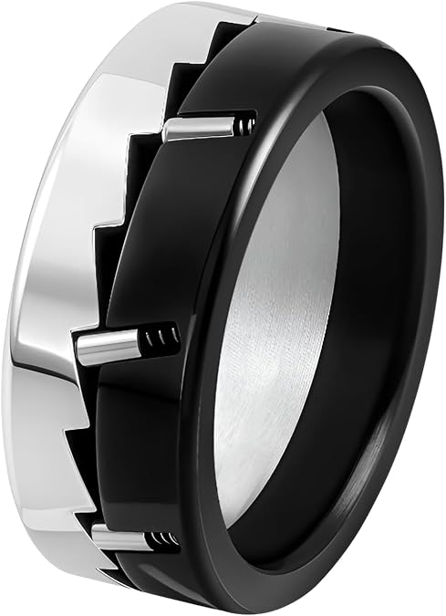 Fidget Ring, Stress Relief, Rotating Design, Anxiety Relief, Prevent Habits, Metal Noise, Durable, For Adults, Stainless Steel Ring, Mechanical Anxiety Relief Ring, Increases Concentration