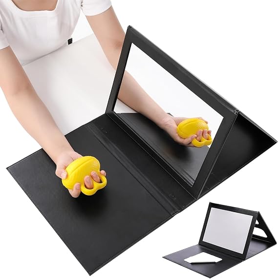 Mirror Therapy Box for Stroke Rehabilitation, Large Visual Range, Folding & Adjustable Mirror Box for Hand & Arm Exercise