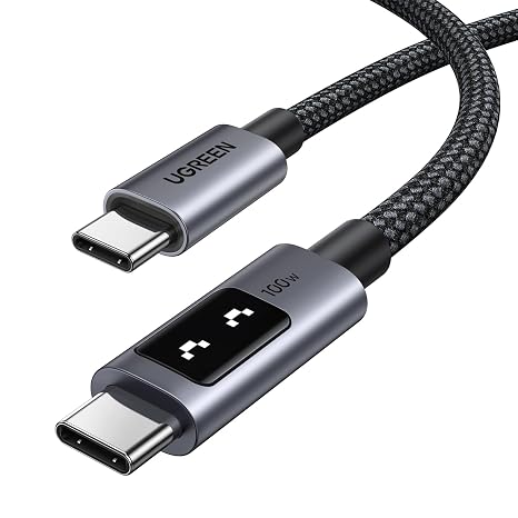UGREEN Uno USB C Cable 100W with LED Display, Fast Charging, 1.6ft, Black
