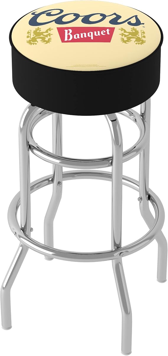 Trademark Global Bar Stool - Coors Banquet Logo Stool with Foam Padded Seat - Swivel Chair for Game Room, Garage, or Home Bar