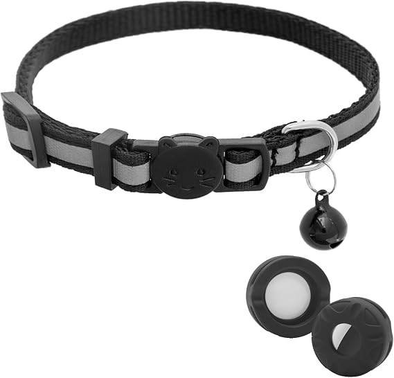 Breakaway Cat Collar with Airtag Holder,Kitten Collar with Bell