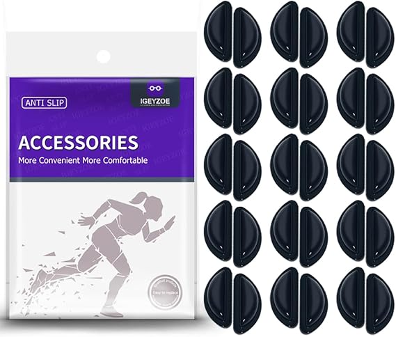 Air Chamber Anti-Slip Nose Pads for Glasses - Soft Silicone Airbag Adhesive Cushions, 30pcs Eyeglasses Nose Pad, Lightweight Eyewear Accessories, Full-Frame Compatible, Comfort Fit Design (Black)