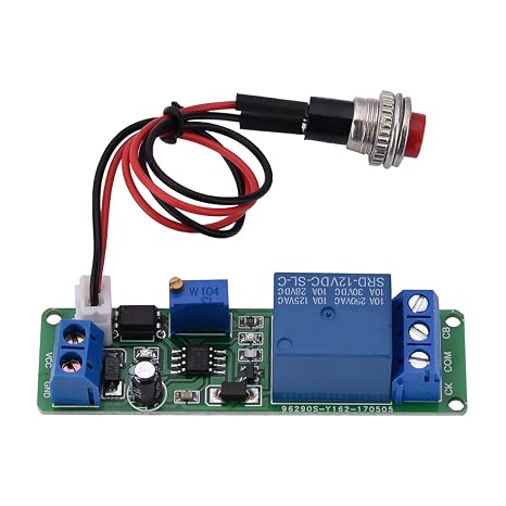 DC 12V Timer Relay Delay On, 1-10sec 10A Timer Relay Module with Trigger Button Switch, Delay Turn Off Module for Robots, Smart Home, Electronic Development, 2.66x0.75in