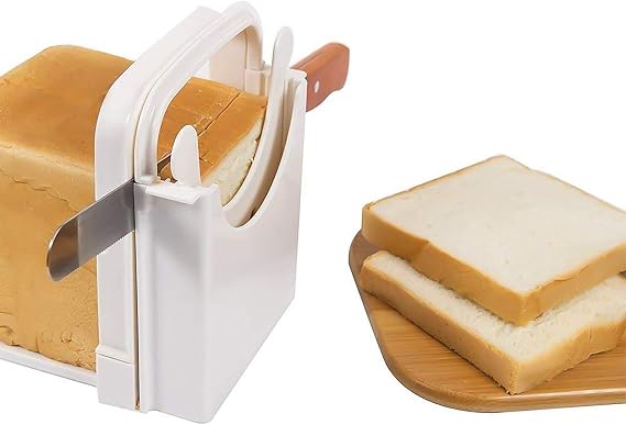 Bread Slicer, Foldable Bread Slicing Guide Cutter, Multifunctional Adjustable Thicknesses Manual Campact Bread Toast Slicer, Bread Slicer Machine for Homemade Bread/Roast/Sandwich Maker Slicer Cutter