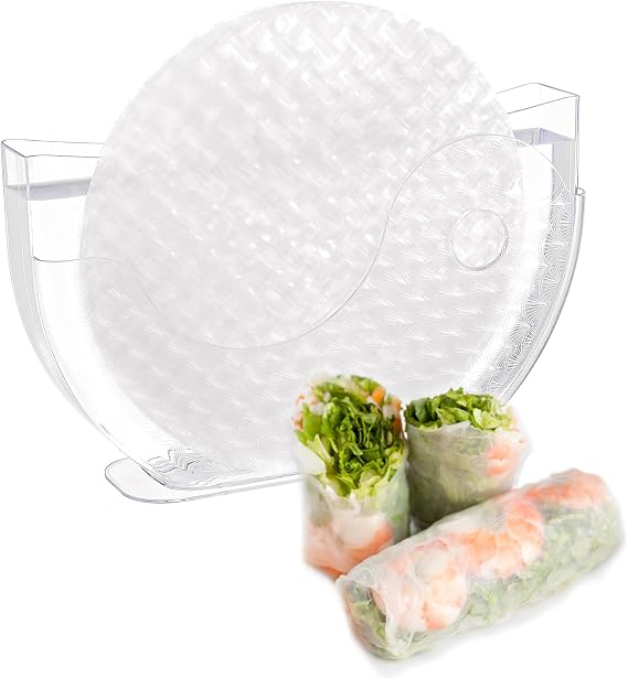 Rice Paper Water Bowl, Spring Roll Water Bowl, Rice Paper Holder with Side Pocket for Spring Roll Wrappers, Summer Rolls Maker Banh trang Holder