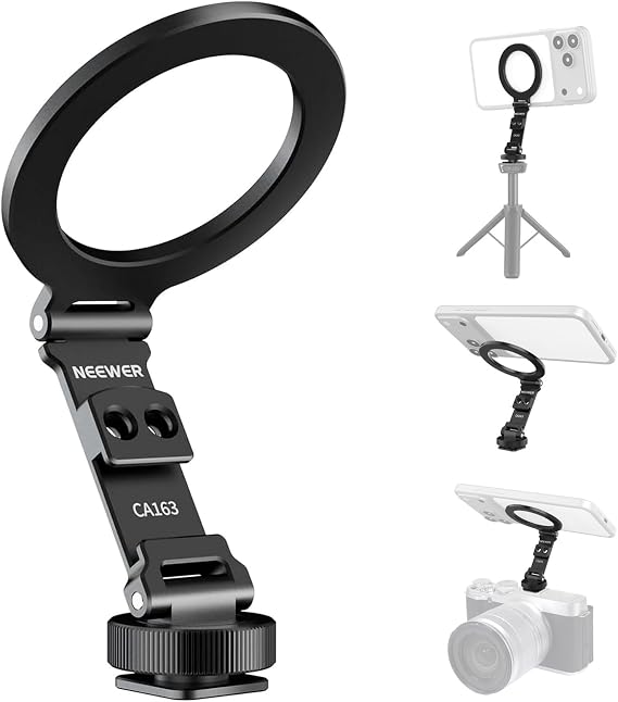 NEEWER Magnetic Phone Tripod Mount Cold Shoe Adapter for Camera, CA163