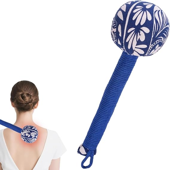 lefeke Manual Massage Hammer, Mugwort Massage Hammer, Handheld Body Percussion Tool for Back Neck Shoulder Leg Muscle Relief 26cm-Blue