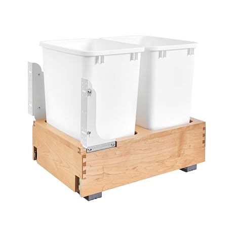 Rev-A-Shelf Double Pullout Trash Can, Min Cabinet Opening 14.5", 35 Qt