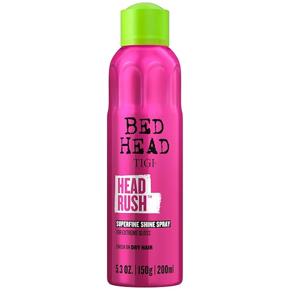 TIGI Bed Head Superfine Shine Spray, Head Rush Finishing Spray with Silk Protein for Smooth, Shiny Hair, Exotic Tropical Fragrance, 5.3 Oz