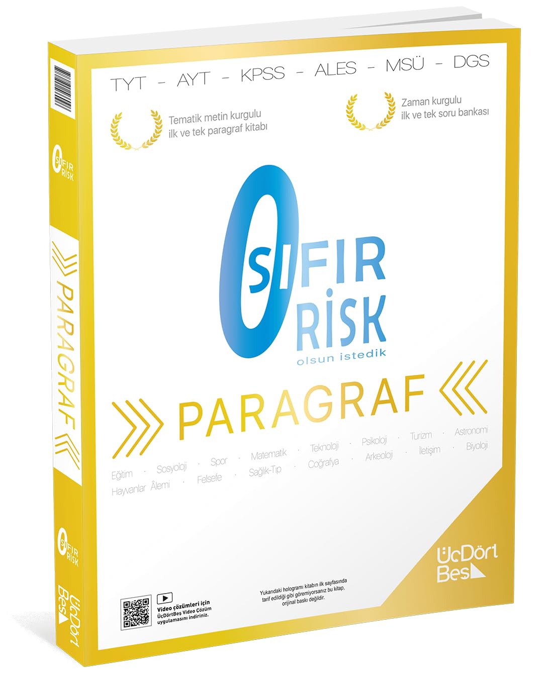 ÜçDörtBeş Yayınları Paragraf Sıfır Risk Soru Bankası 2025 Kağıt Kapak – 1 Ağustos 2026