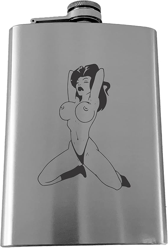 8oz Big Breasted Girl Art Hip Flask