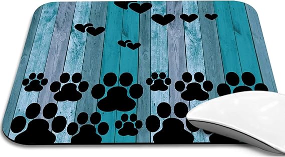 Rossy Mouse Pad, Dog Paw Prints on Wood Pattem Design Gaming Mousepad, Customized Mouse Pads for Laptop, Computers & Office, Mouse Mat with Waterproof Surface & Non-Slip Rubber Base