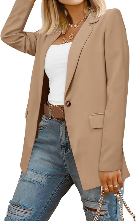 CRAZY GRID Women Loose Fashion Business Casual Blazer Jacket with Lined