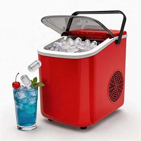 Small Portable Countertop Ice Maker, 26lbs/24H Ice Machine with Self-Cleaning, 6-8 Mins Fast Ice Making,Quiet Operation for Home Kitchen Camping RV