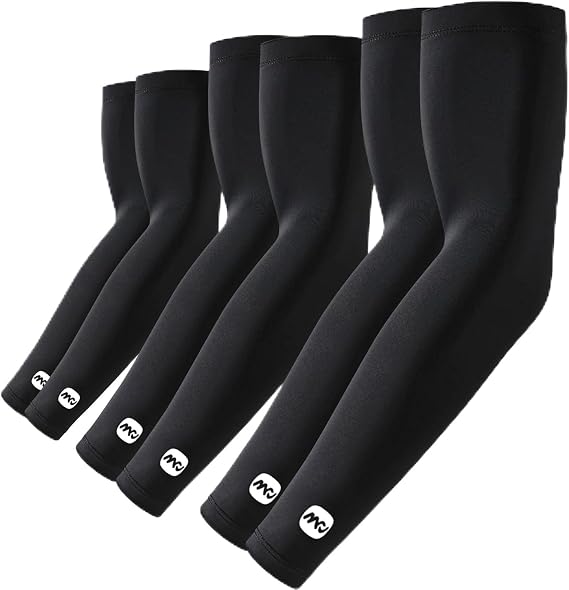 UV Sun Protection Arm Sleeves for Men Women, UPF 50+ Cooling Sun Sleeves to Cover Arms Sports Compression Covers for Golf Baseball Football Work Running Cycling Driving - 3 Pairs