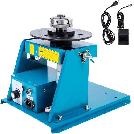 Rotary Welding Positioner Turntable Table, Welding Positioning Turntable Jaw Lathe Chuck Equipment Adjust Speed 0-90 110V