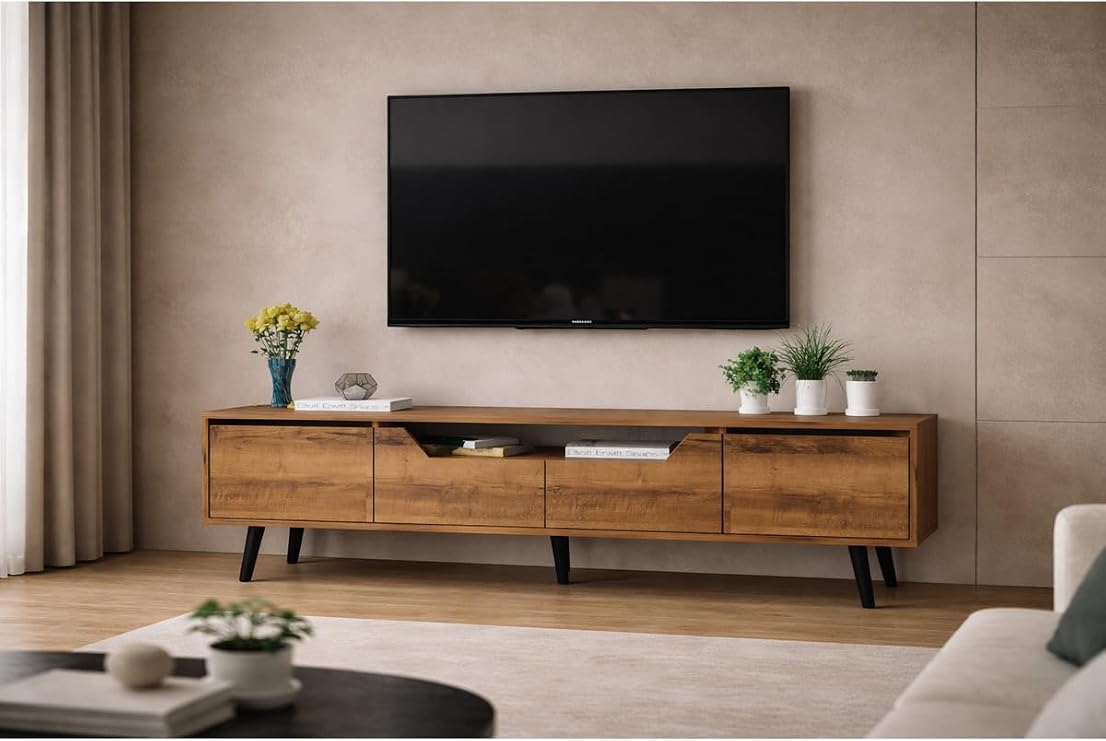 Rome Wooden Standing Tv Unit Tv Stand Walnut
