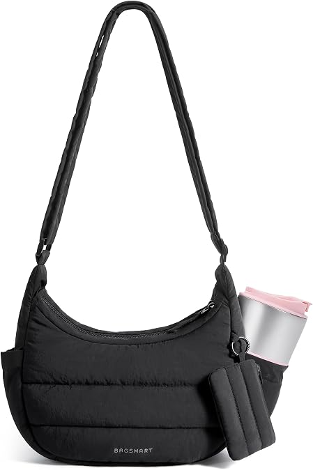 BAGSMART Crossbody Purses for Women with Adjustable Strap Small Puffer bag | Hobo Bags, Compact Cross Body Bag Fluffy Shoulder Handbags Puffy Pouch