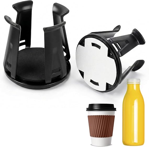 Voarge 2 Pieces Self-Adhesive Car Cup Holder for Coffee Cups Bottles, Wiggle Free Design Cup Holder for Cars Ideal for Driving and Travel