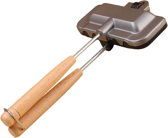 Sandwich Press, Sandwich Maker Press 12x6in Aluminium Alloy Grilled Cheese Maker with Wood Handle Non-Stick for Toasted Pies, Hot Dog, Omelets, Grilled Cheese
