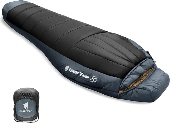 GEERTOP Lightweight Backpacking Mummy Sleeping Bag for Adult & Cold Weather