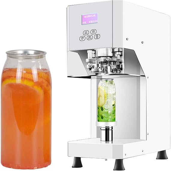 Can Sealing Machine 370W Full Automatic Can Seamer Can Sealer with LCD Panel, Tin Can Sealer Bottle Can Capping,White