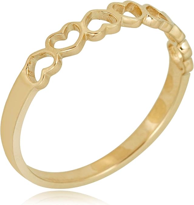 AVORA 10K Yellow Gold Polished Stackable Open Heart Ring - Size 3-8