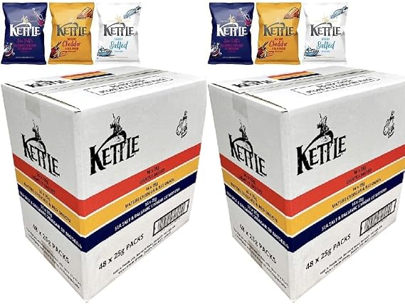Kettle Hand Cooked Potato Chips Take Home Variety Box, 48 x 25g