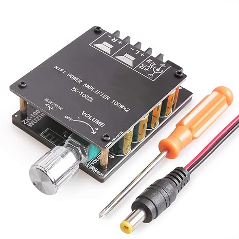 Bluetooth Amplifier Board, 100W+100W Peak Output Power, 2.0 Channel DC:8-24V, Password Free Connect, BT 5.0 AMP Board for DIY Wireless Speakers Board