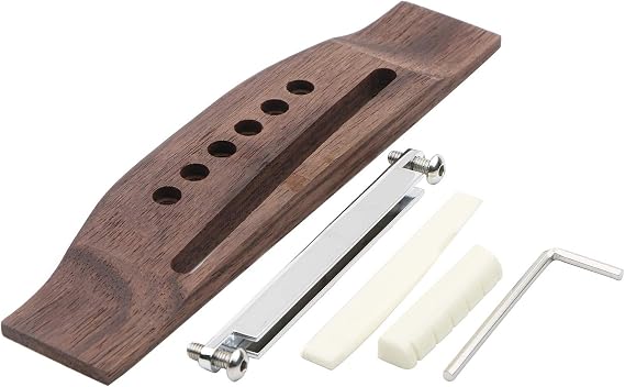 Swhmc 6 String Adjustable Rosewood Bridge Insert Set | Saddle Nut, Acoustic Guitar Parts, Replacement
