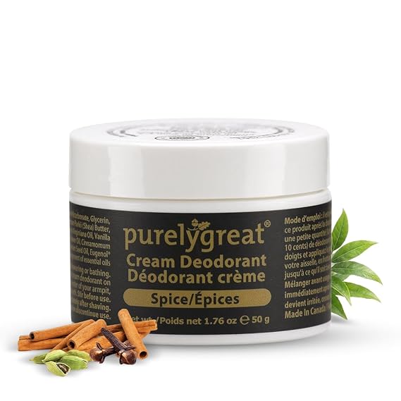Purelygreat Spice Scented Cream Deodorant for Women & Men | Aluminum Free Deodorant Women & Men | Vegan & Long Lasting Odor Control | Chemicals, Parabens, BPA & Cruelty Free | 1.76 oz
