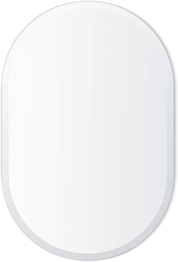 Better Bevel 24" x 36" Frameless Contemporary Oval Mirror | 1" Beveled Edge | Bathroom Wall Mirror