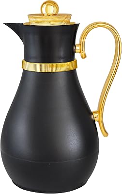 Insulated Thermal Coffee Carafe, 33 oz, Arabic-Style Coffee Pot,Insulated Carafe Flask for Coffee Hot Cold Drink Tea,Housewarming Ornaments Black